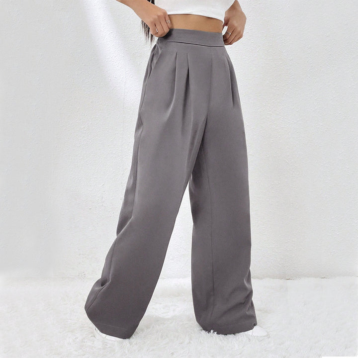 Damen elegante weite Hose mit hohen Bund und Falten Drune