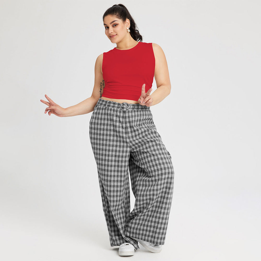 Damen weit geschnittene Karottenhose mit dekorativer Gürtel-Detail Drune