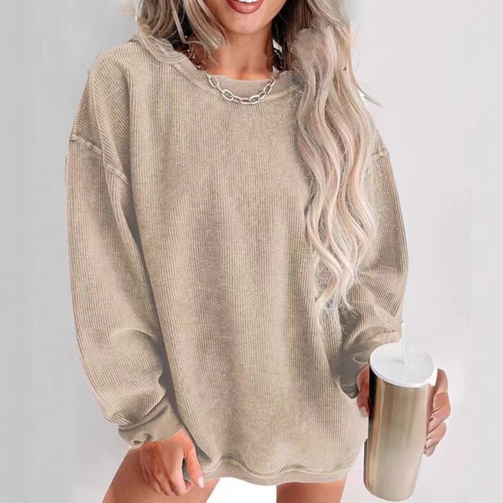 Damen gemütlicher und stilvoller Pullover mit Rippstruktur Drune
