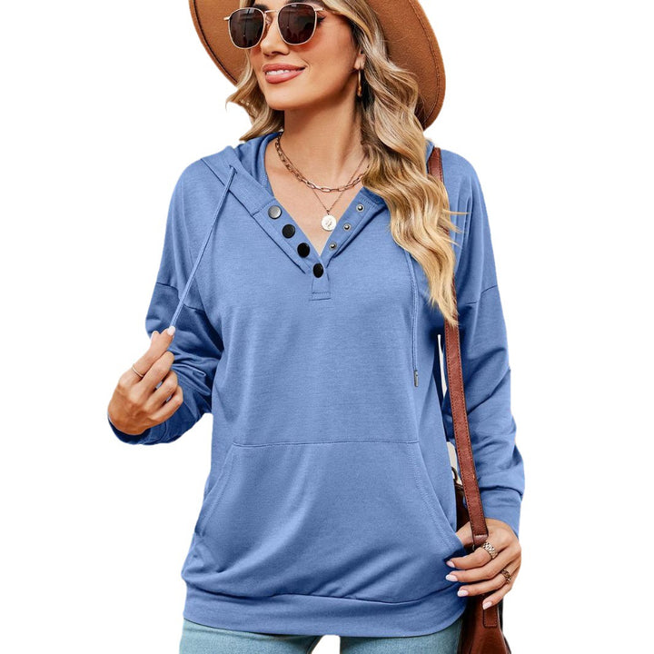 Damen Kapuzenpullover mit modischen Knopfdetails Drune