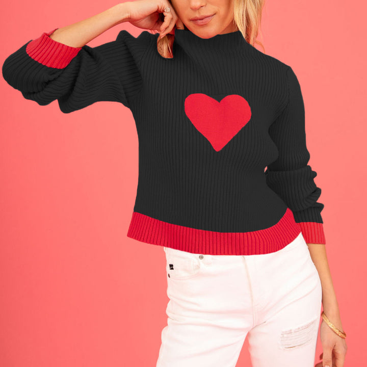 Damen modischer Pullover mit Herzmotiven Drune