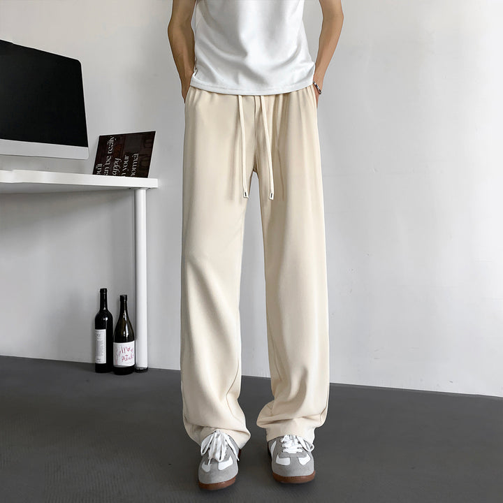 Herren Weite Relaxed-Fit Loungehose mit elastischem Bund und Tunnelzug Drune