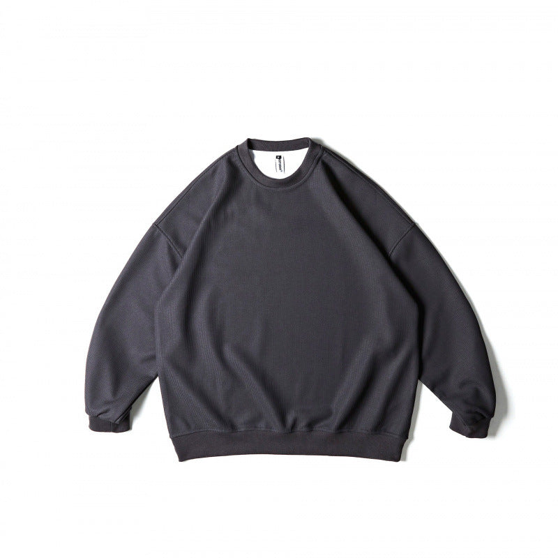 Unisex Weitgeschnittenes Sweatshirt mit Waffelstruktur, Rundhals und gerippten Bündchen Drune