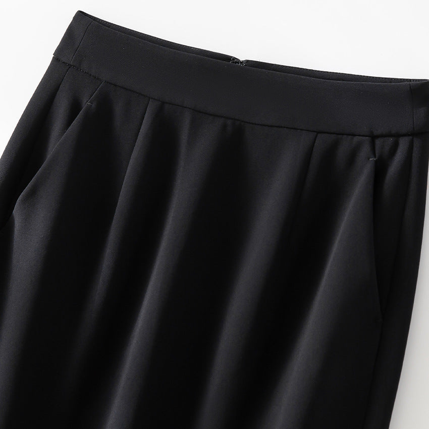 Damen Midirock aus Satin mit Spitzenbesatz und Seitentaschen Drune