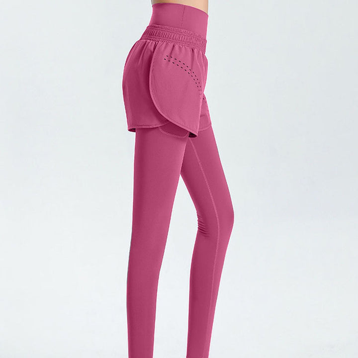 Damen Sportliche Leggings mit integriertem kurzer Shorts Drune