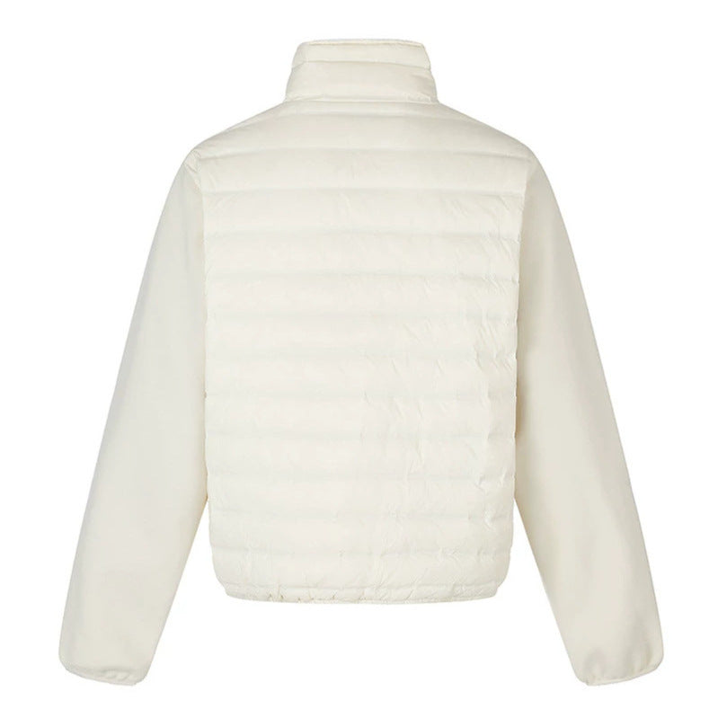 Damen gesteppte Hybrid-Jacke mit asymmetrischem Schalkragen und elastischem Bund Drune