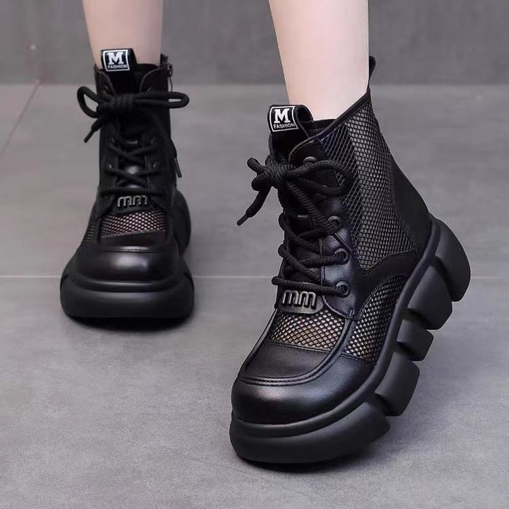 Damen Sportliche High-Top Sneakers mit Luftdurchlässigem Mesh und Chunky Sohle Drune