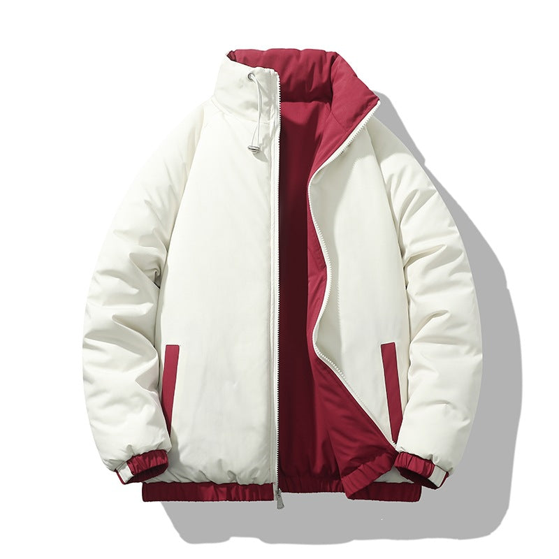 Herren Kurz geschnittene Thermo-Pufferjacke mit hohem, verstellbarem Stehkragen und kontrastierter Innenfütterung Drune