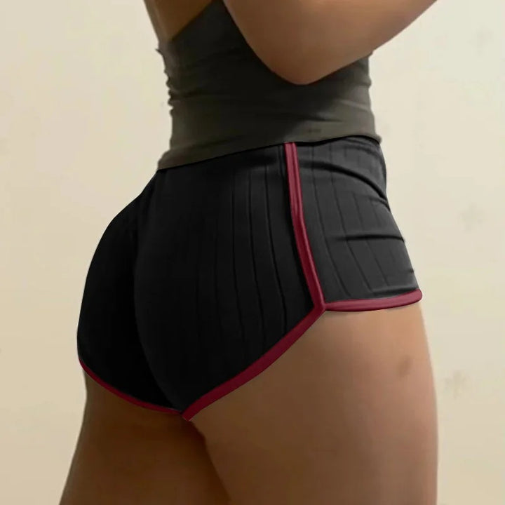 Damen nan plissierte Freizeit-Shorts mit elastischem Komfortbund und Kontrastpaspel Drune