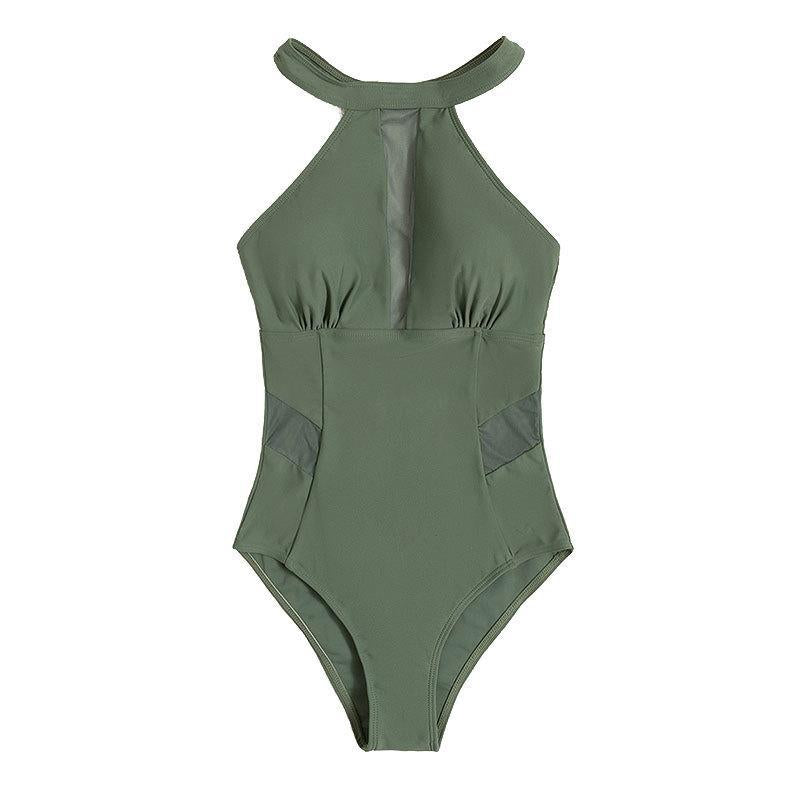 Damen Einteiler Badeanzug mit atmungsaktiven Mesh-Elementen Drune