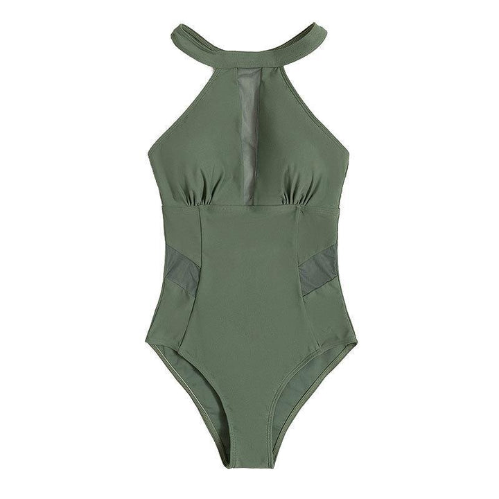 Damen Einteiler Badeanzug mit atmungsaktiven Mesh-Elementen Drune