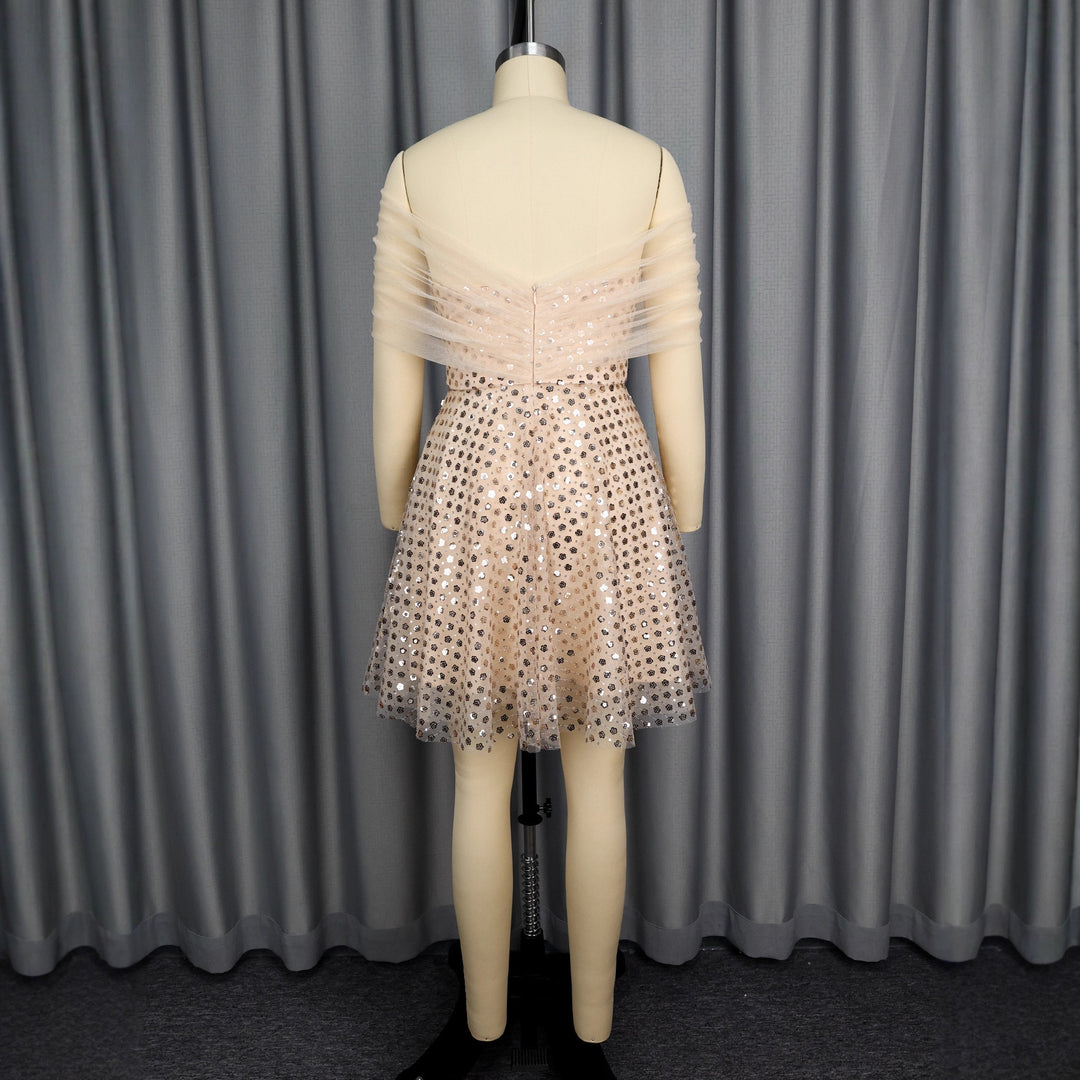Damen glamouröses Tüllkleid mit funkelnden Pailletten Drune