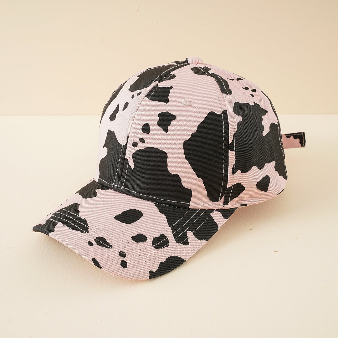 Damen Baseballcap mit verstellbarem Riemen und Kuhmuster Drune