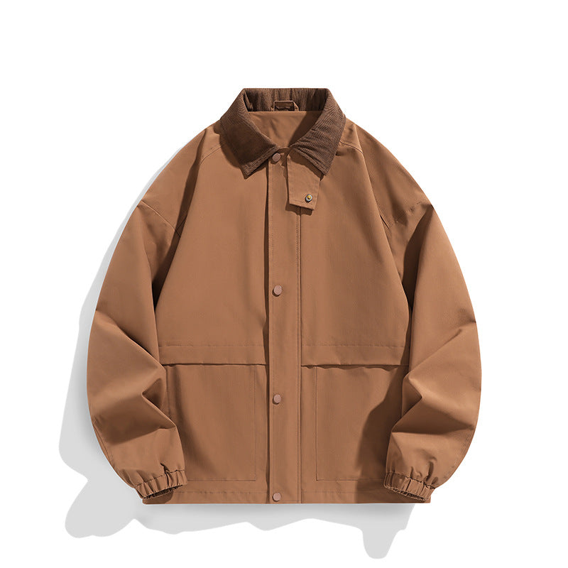 Herren Oversize-Utility-Jacke mit Cordkragen und Druckknopffront Drune
