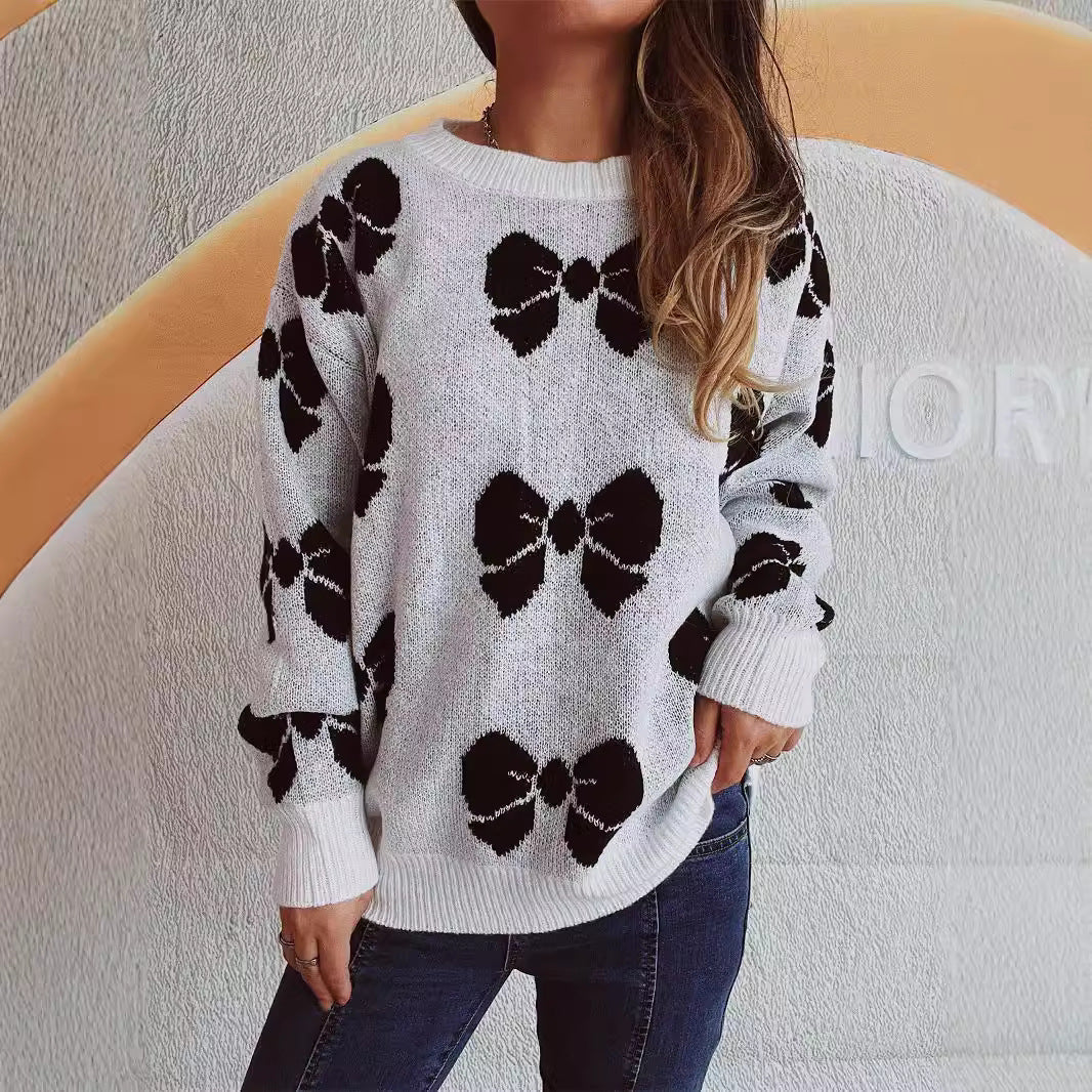 Damen Pullover mit verspieltem Schleifenmuster Drune