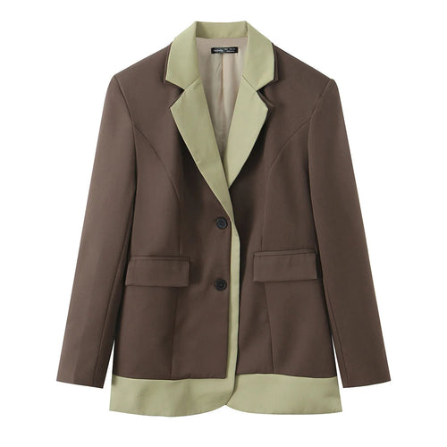 Damen nan taillierter Blazer mit Reverskragen, kontrastbesetztem Saum und Pattentaschen Drune