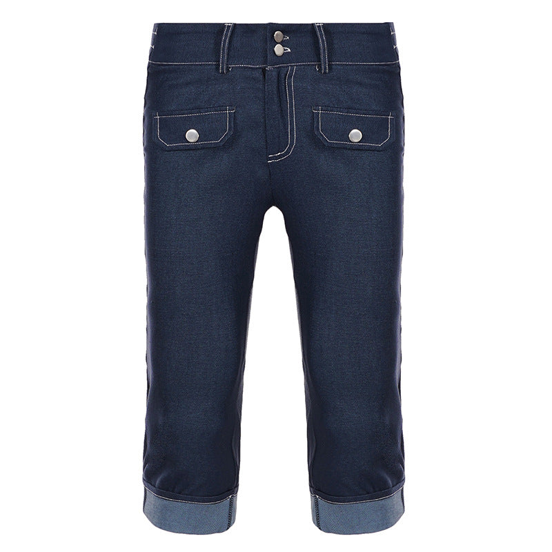 Damen Jeans im modernen Cropped-Stil mit praktischen Taschen und lässigem Umschlag Drune