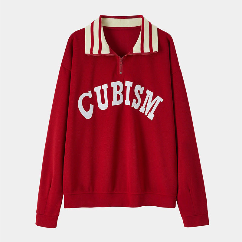 Damen Sportlicher Pullover mit kontrastierendem Kragen Drune