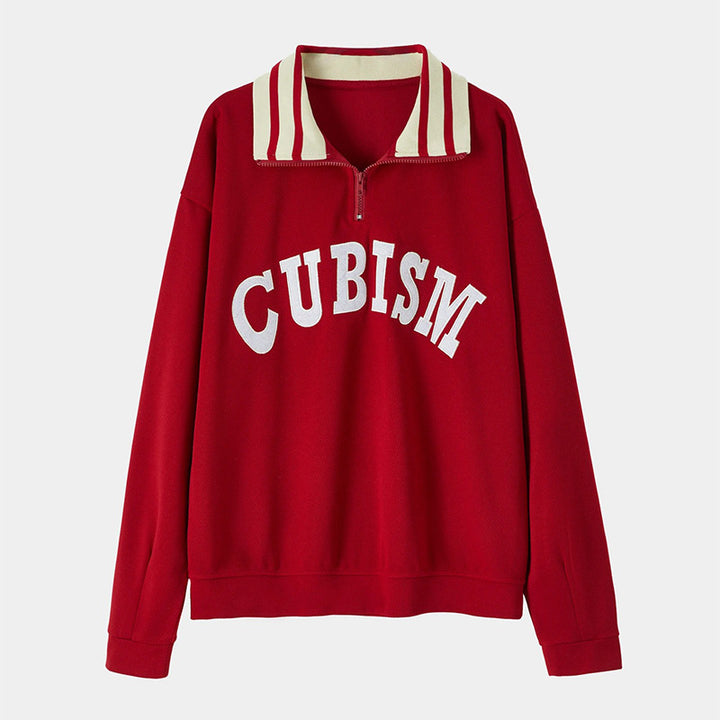 Damen Sportlicher Pullover mit kontrastierendem Kragen Drune
