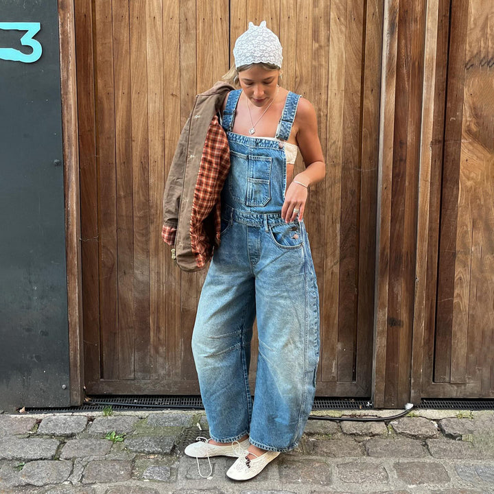 Damen Lässige Jeans-Trägerhose im entspannten Schnitt Drune