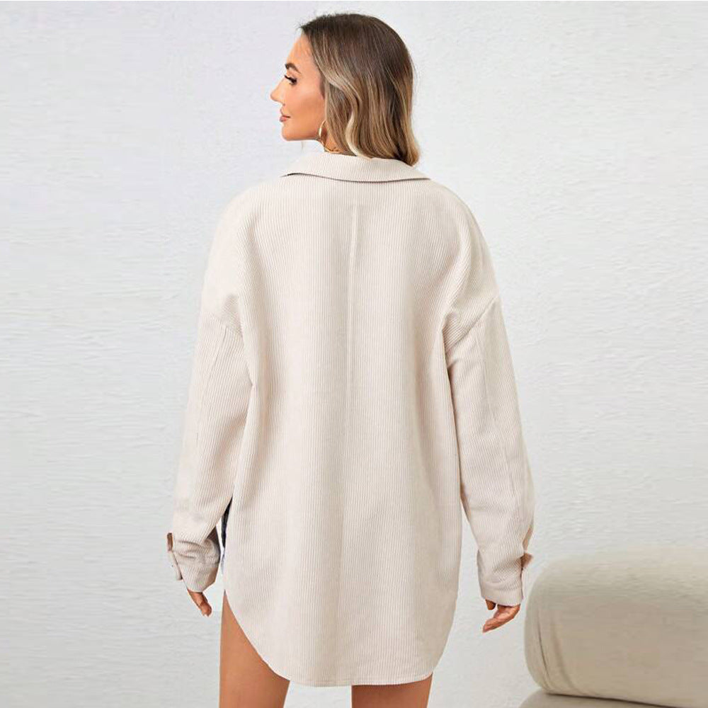 Damen Cord-Jacke mit lässigem Schnitt und knöpfbarem Oversize-Design Drune