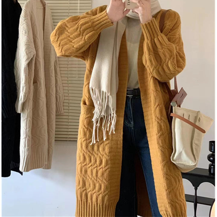Damen Grobe Strickjacke mit Taschen und V-Ausschnitt Drune
