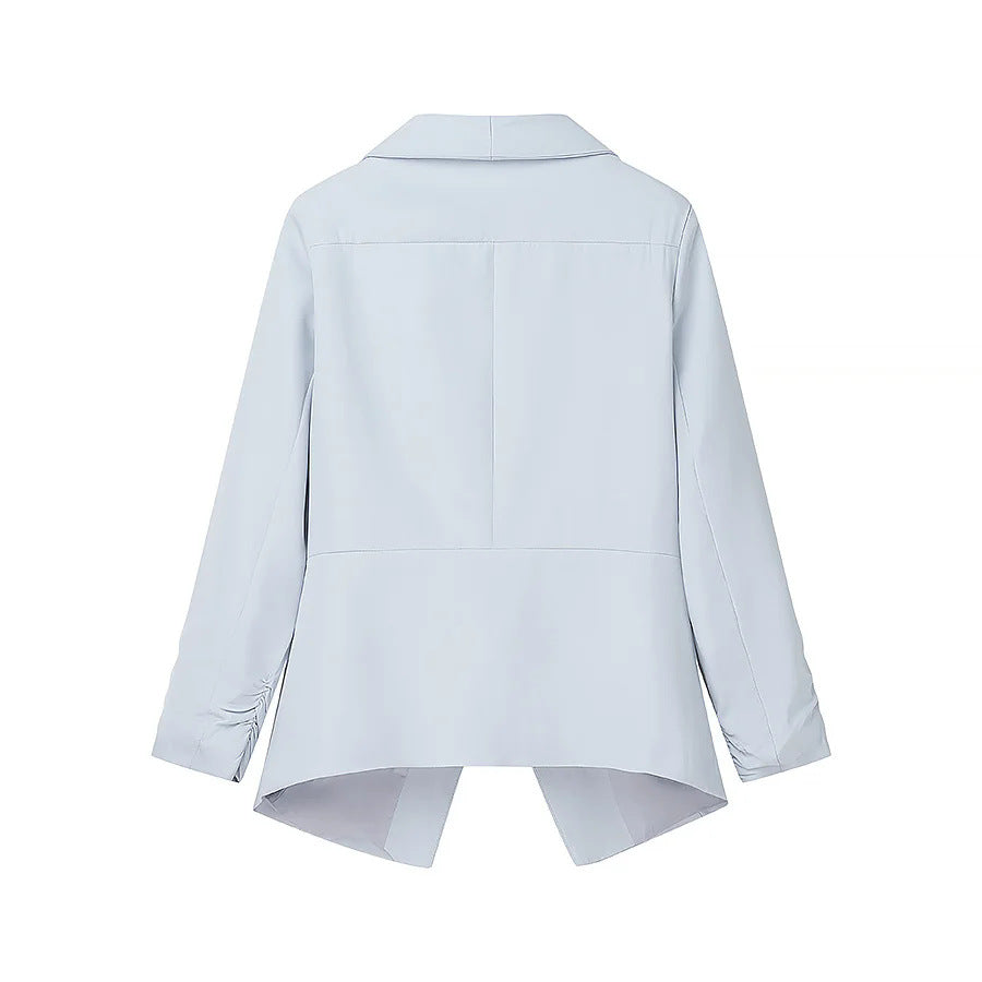 Damen nan locker fallende Waterfall-Blazerjacke mit gerafften Ärmelabschlüssen Drune