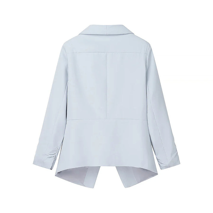 Damen nan locker fallende Waterfall-Blazerjacke mit gerafften Ärmelabschlüssen Drune