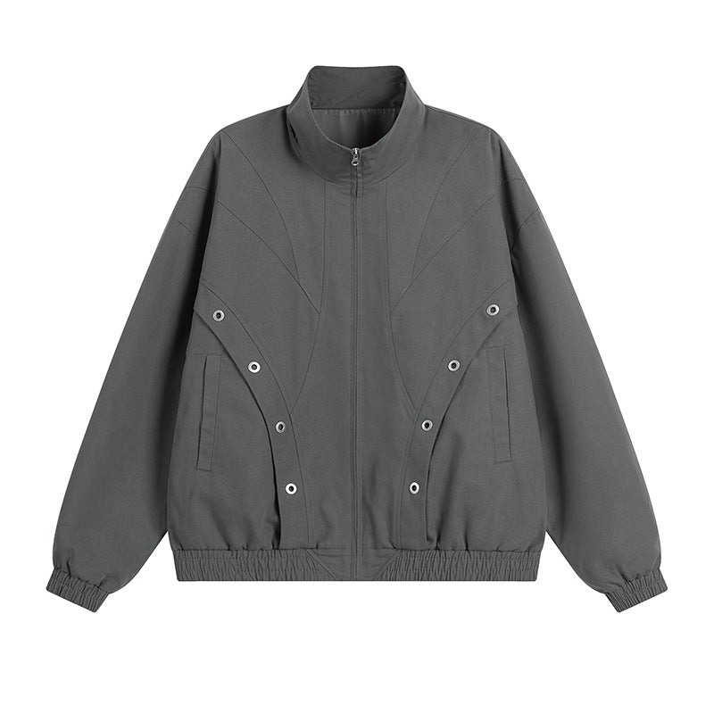 Damen modische Übergangsjacke mit hohem Kragen und praktischen Druckknopfdetails Drune