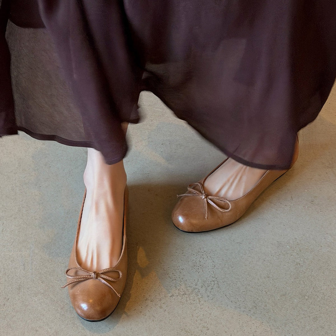 Damen Ballerinas aus hochwertigem Leder mit zierlichem Schleifenakzent Drune