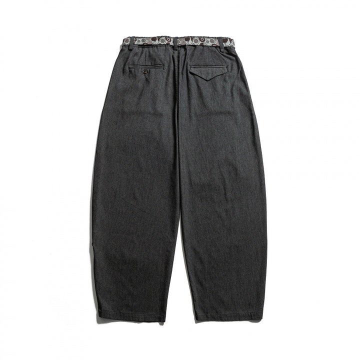Herren Weite Highwaist Plissée-Hose mit elastischem Bund und bedrucktem Tunnelzug Drune