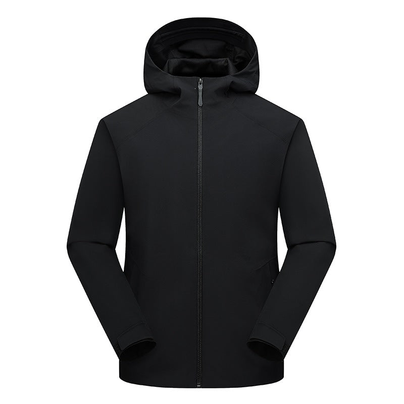 Herren Wasserabweisende Softshell-Outdoorjacke mit Kapuze, verschweißten Nähten & minimalistischer Reißverschluss Drune