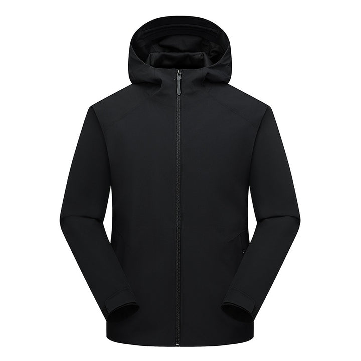 Herren Wasserabweisende Softshell-Outdoorjacke mit Kapuze, verschweißten Nähten & minimalistischer Reißverschluss Drune