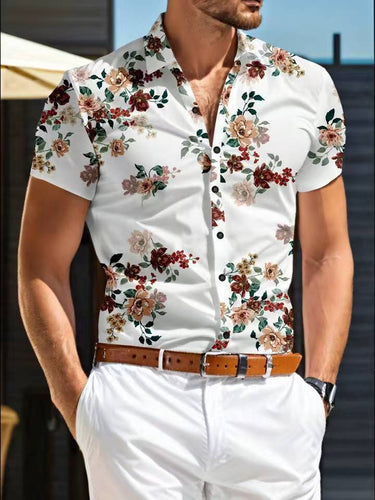 Herren Kurzarm Hemd mit floralem Muster Drune