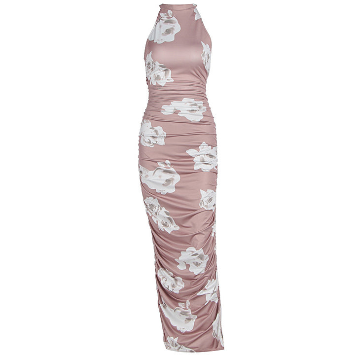 Damen Elegantes Maxikleid mit floralem Muster und Raffungen Drune