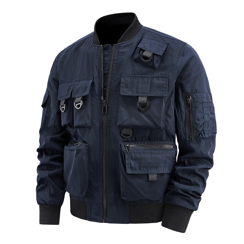 Herren nan multifunktionale Utility-Bomberjacke mit zahlreichen Taschen, D-Ring‑Details und windabweisender Nylonhülle Drune
