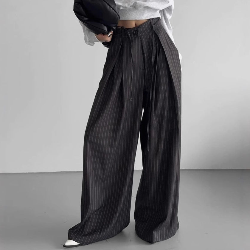 Damen Weitgeschnittene Pluderhose mit feinen Streifen Drune