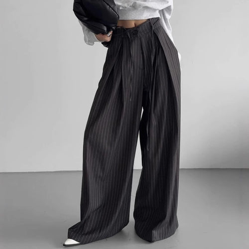 Damen Weitgeschnittene Pluderhose mit feinen Streifen Drune