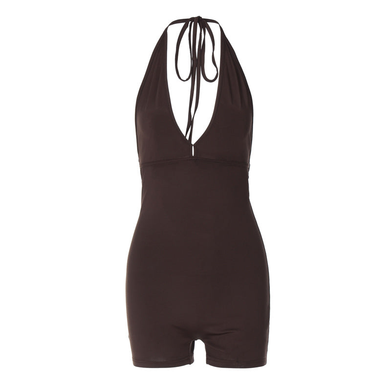 Damen eleganter Badeanzug mit tiefem V-Ausschnitt und abnehmbaren Trägern Drune