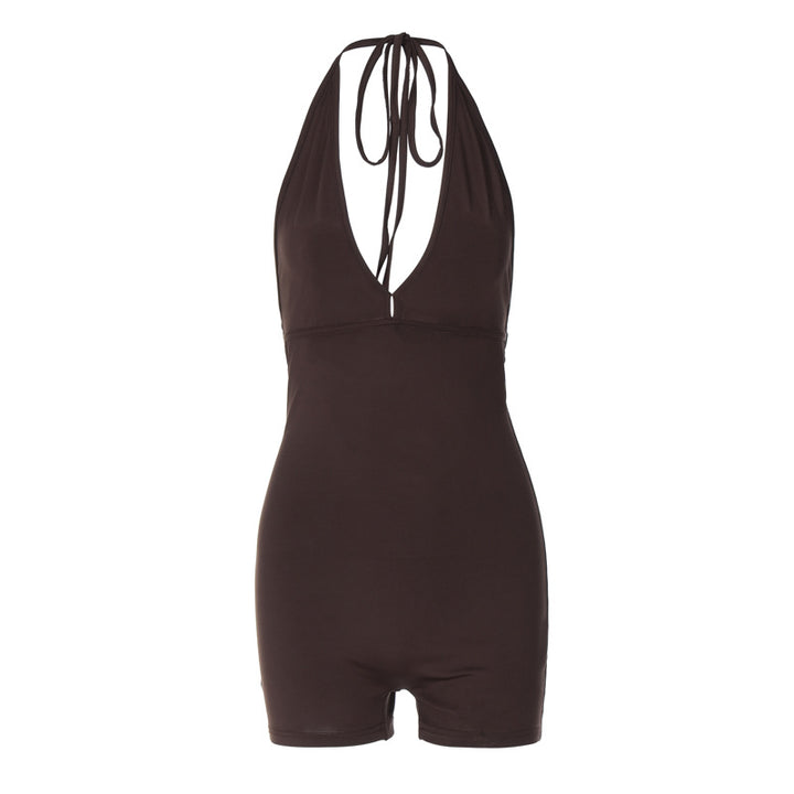 Damen eleganter Badeanzug mit tiefem V-Ausschnitt und abnehmbaren Trägern Drune