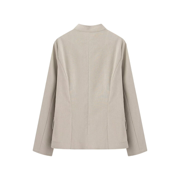 Damen Kurzblazer im Military-Stil mit Stehkragen und dekorativen Metallknöpfen Drune