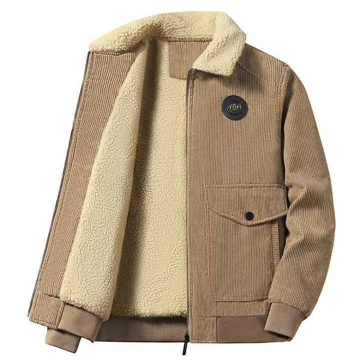 Herren Cord-Workerjacke mit Teddyfutter, Reißverschluss und Pattentasche Drune