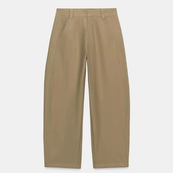 Damen Hochtaillierte Culotte-Hose mit weitem Bein und dekorativem Taillengürtel Drune