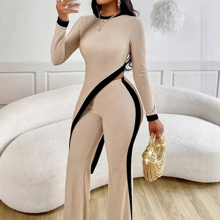 Damen lässiger Jumpsuit mit strukturiertem Stoff und kontrastierenden Details Drune