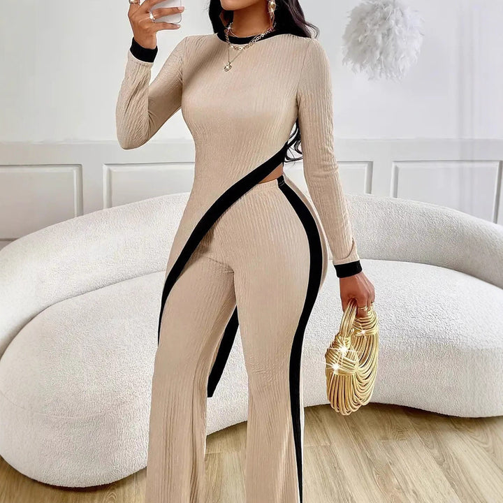 Damen lässiger Jumpsuit mit strukturiertem Stoff und kontrastierenden Details Drune