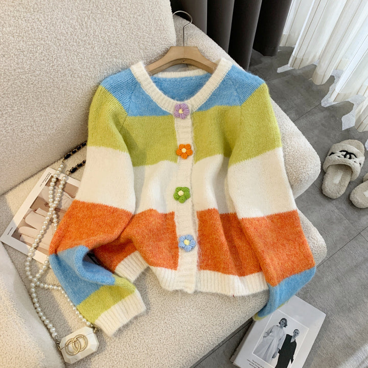 Damen Strickjacke mit farbenfrohen Knopfdetails und lässigem Schnitt Drune