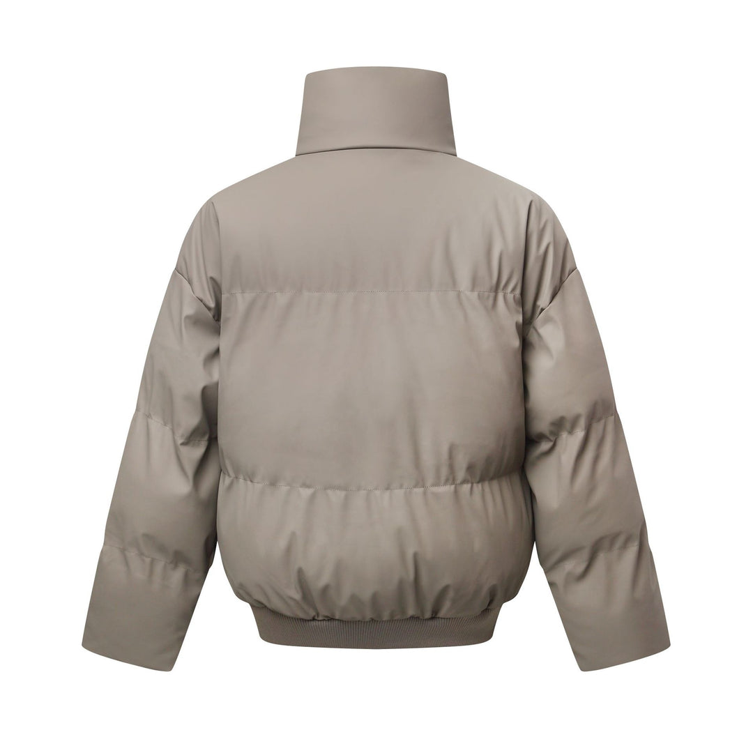 Damen Kurz geschnittener Stepp-Winterparka mit hohem Stehkragen und geripptem Saum Drune