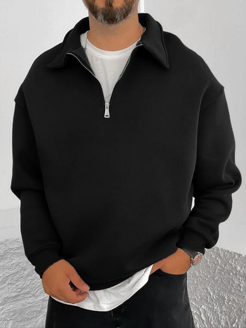 Herren Oversize Halbzip-Sweatshirt mit aufgestelltem Kragen Drune