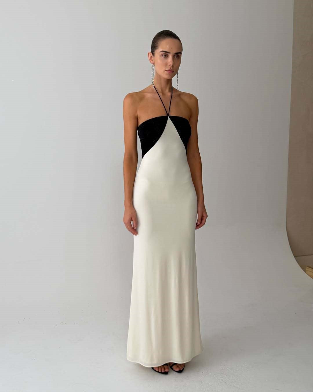 Damen Elegantes Abendkleid mit schimmerndem Oberteil und schmalem Schnitt Drune