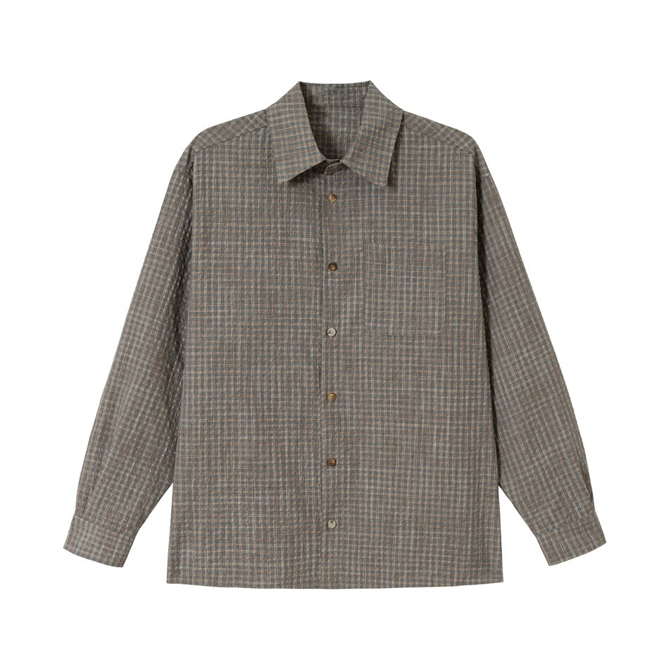 Herren Leichtes Karo-Overshirt aus Baumwollmischung mit geradem Saum und aufgesetzter Brusttasche Drune